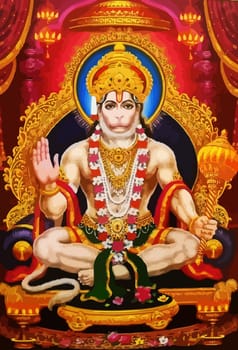 hanuman  god monkey indian holy golden jayanti illustration