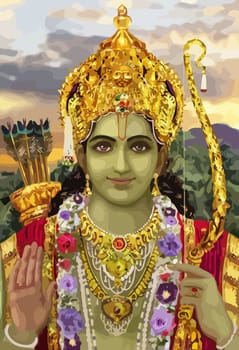 hinduism lord vishnu green  spiritual   holy power illustration