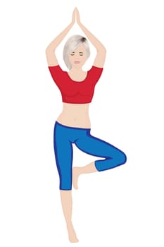 A girl in yoga pose vector illustration on a white background isolated