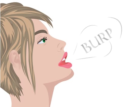 A burp from the mouth of a beautiful girl vector illustration