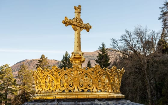 Gilded crown of the Lourdes Basilica, France