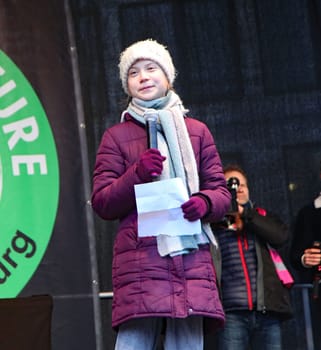 Fridays for Future - Swedish climate activist Greta Thunberg attends Demonstration  in Hamburg Germany, Feb. 21, 2020
