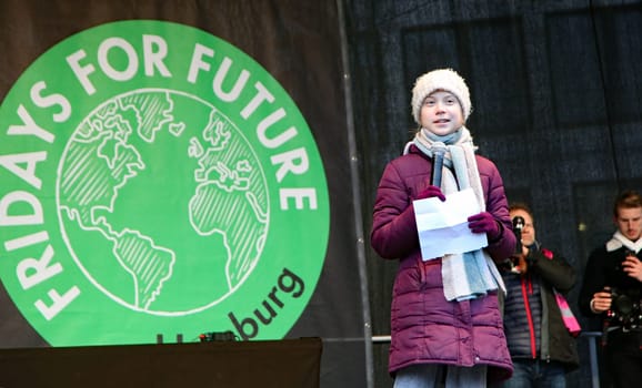 Fridays for Future - Swedish climate activist Greta Thunberg attends Demonstration  in Hamburg Germany, Feb. 21, 2020