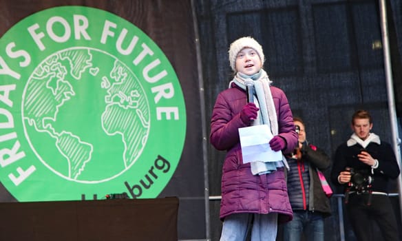 Fridays for Future - Swedish climate activist Greta Thunberg attends Demonstration  in Hamburg Germany, Feb. 21, 2020