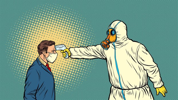 Quarantine at the border Novel Wuhan coronavirus 2019-nCoV epidemic outbreak. Pop art retro vector illustration 50s 60s style