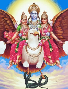 hinduism lord  Saraswati spiritual  swan holy power illustration
