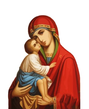 mary nazareth  orthodox  illustration church baby jesus theotokos white background