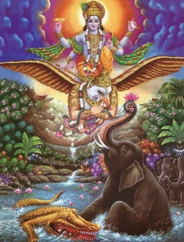 lord  Rama flying bird hinduism  spiritual   illustration