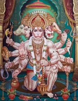 hanuman indian holy god monkey  jayanti   illustration green background