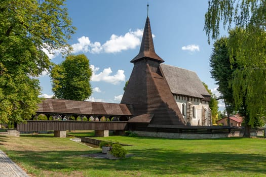 Wooden church Koci in the middle of a park, Chrudim, Czech Republic. High quality photo