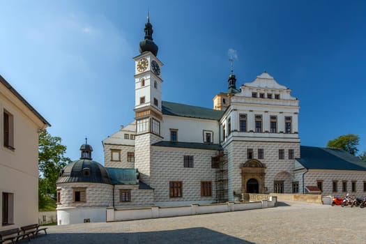 Czech Republic - Renaissance castle in town Pardubice - summer with blue sky
