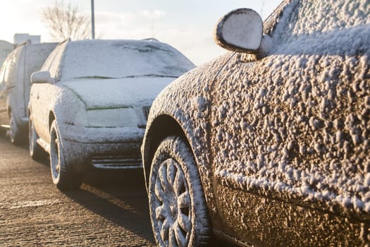 A car covered in snow. High quality photo