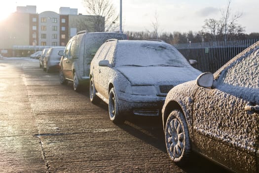 A car covered in snow. High quality photo