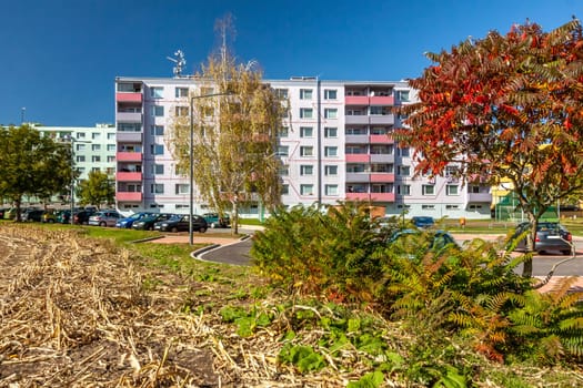 autumn time in the city - housing estate - czech republic. High quality photo.