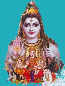lord  Vishnu  lady Lakshmi prosperity  hinduism  mythology illustration blue