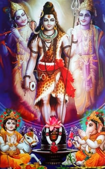 god Krishna flute music  Ganesha elephant  mythology illustration