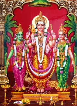 lady god Surya sun light and Saraswati peacock  hinduism  culture festival  illustration