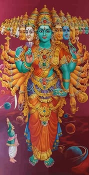 god Panchamukhi Anjaneya many heads  spiritual hinduism illustration