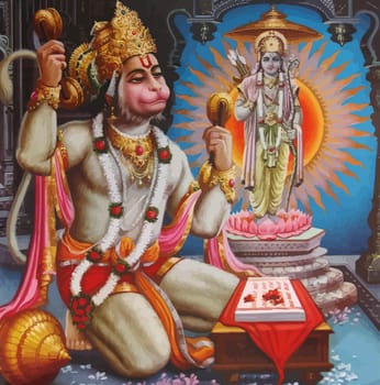 hanuman white god monkey indian holy spirituality illustration