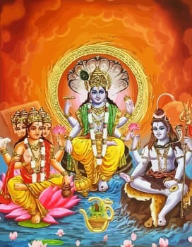 lord Surya sun red holy Shiva mythology hinduism  illustration
