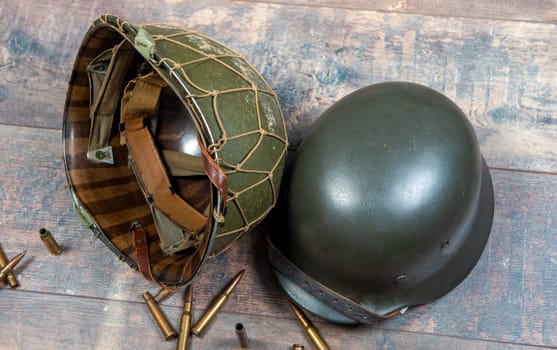 the US helmet and German helmet of world war two