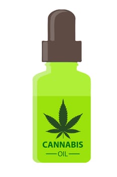 cannabis oil medicine leaf formula bottle chemistry illustration