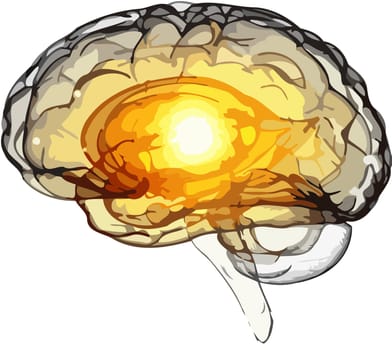 brain light internal memory think neurology illustration