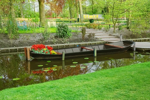 Boat with flowers on the canal