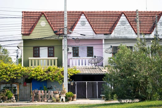 house colors row exterior village grass vegetation