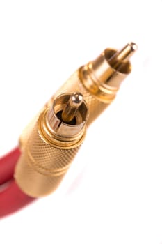 chinch connection - sound cable in closeup
