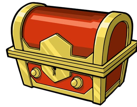 object chest closed lock antique treasure illustration