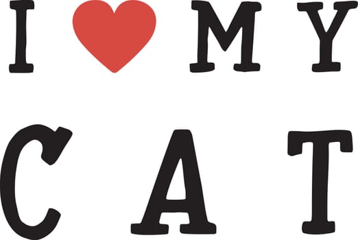 i love my cat heart text illustration
