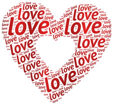 love heart text many shape red illustration metallic