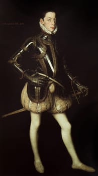 Alessandro Farnese in Armor painted by Sanchez Coello. Private Collection