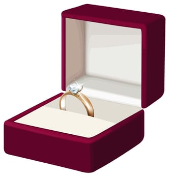 wedding ring in box engagement gold diamond shiny illustration