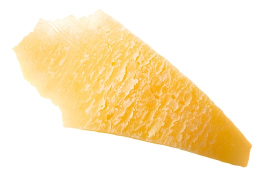 Parmesan cheese flake or shaving, isolated