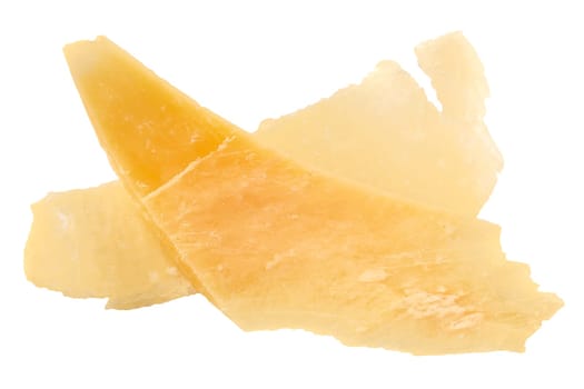 Parmesan cheese flakes or shavings, isolated