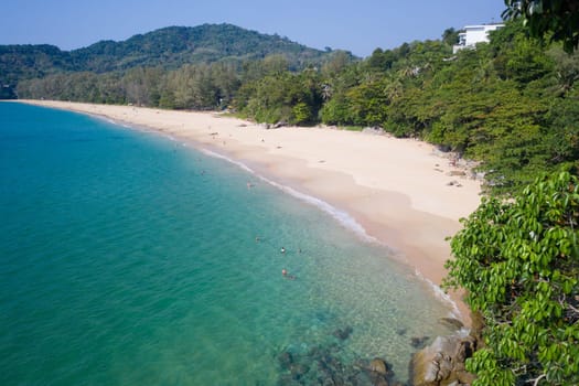 Aerial view of beautiful Naithon Beach in Phuket, Thailand