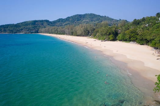 Aerial view of beautiful Naithon Beach in Phuket, Thailand