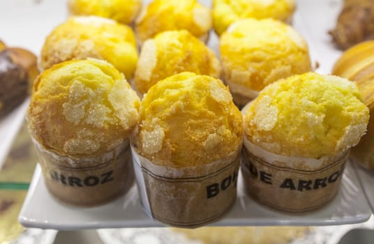 Portuguese Rice Cupcakes, known as Bolo de Arroz in Portuguese