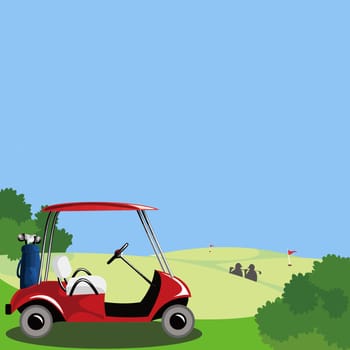 golf car field target grass  game player illustration
