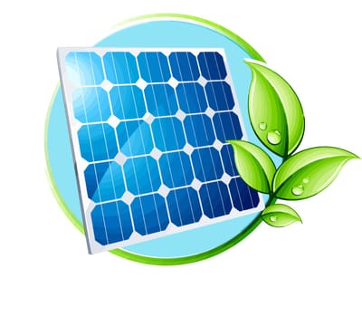eco solar panel green energy sunlight ecology save illustration