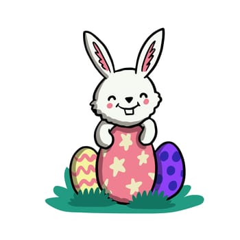adorable bunny eggs easter celebration illustration