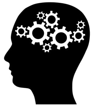 head creativity engine  progress innovation illustration