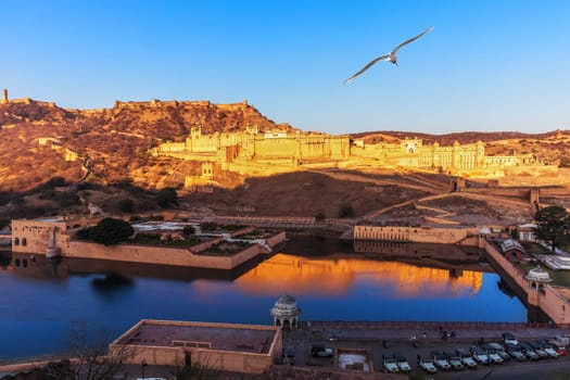 Amber Fort full view, Jaipur in Rajasthan, India.