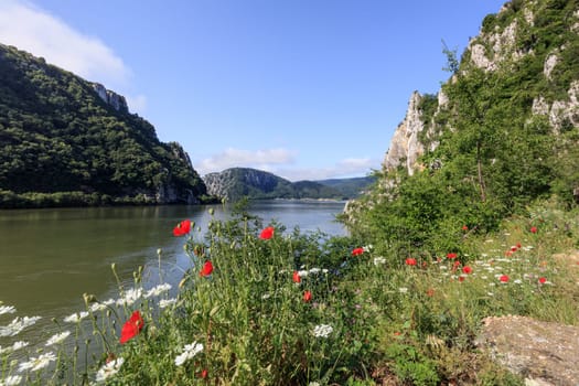 landscape in the Danube Gorges. Cazanele Mari seen from the Romanian side