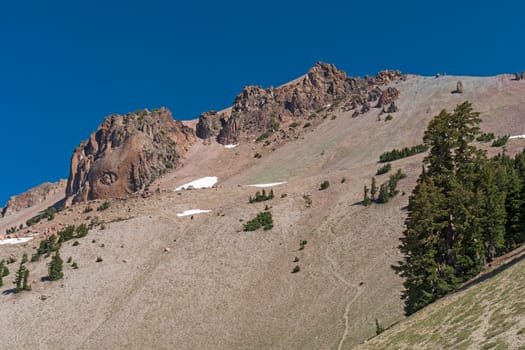 Looking up to the Top of Mt Lassen in Lassen Volcanic National Park in California