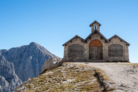 A small church in the Dolomites. Italy.