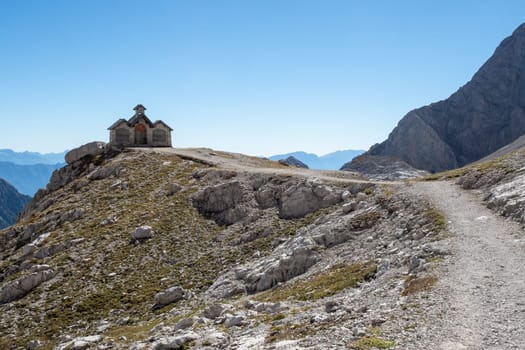 A small church in the Dolomites. Italy.