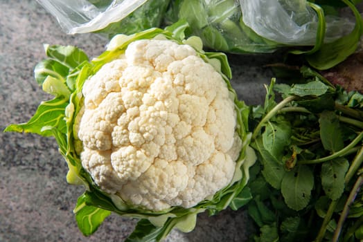 a delicious organic cauliflower on the table